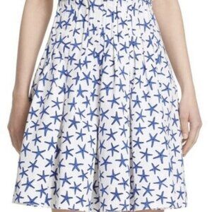 Kate Spade Broome Street Coastal Starfish Pleated Cotton A-Line Skirt EUC Size 4